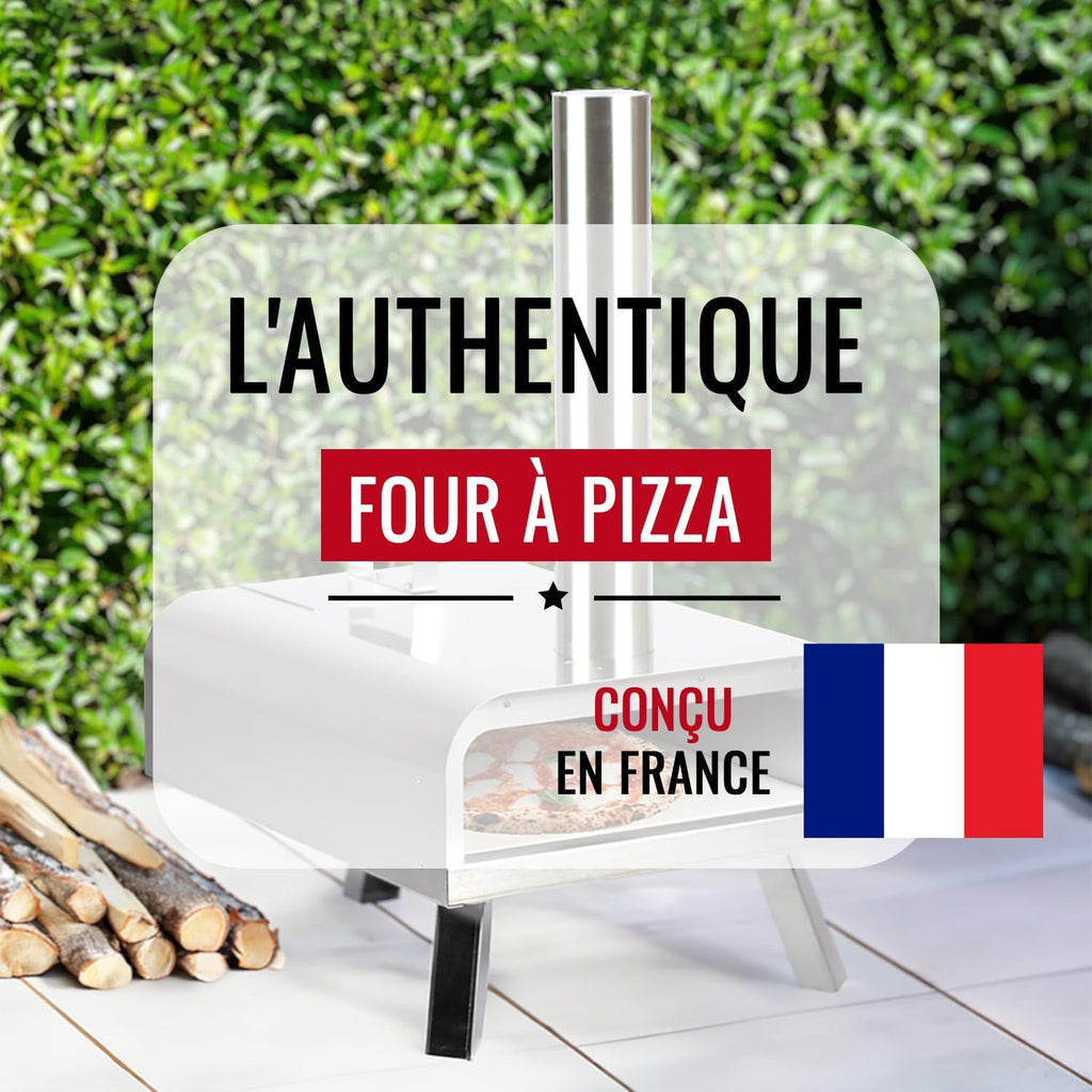 Four à Pizza Extérieur au Feu de Bois ● Conçu en France ● Acier Premium ● Surface de Cuisson XXL ● Flux d'Air Réglable ● Art Culinaire & Savoir-faire ● Housse et Pelle ● Pierre de Cuisson ● FLAMEOVEN