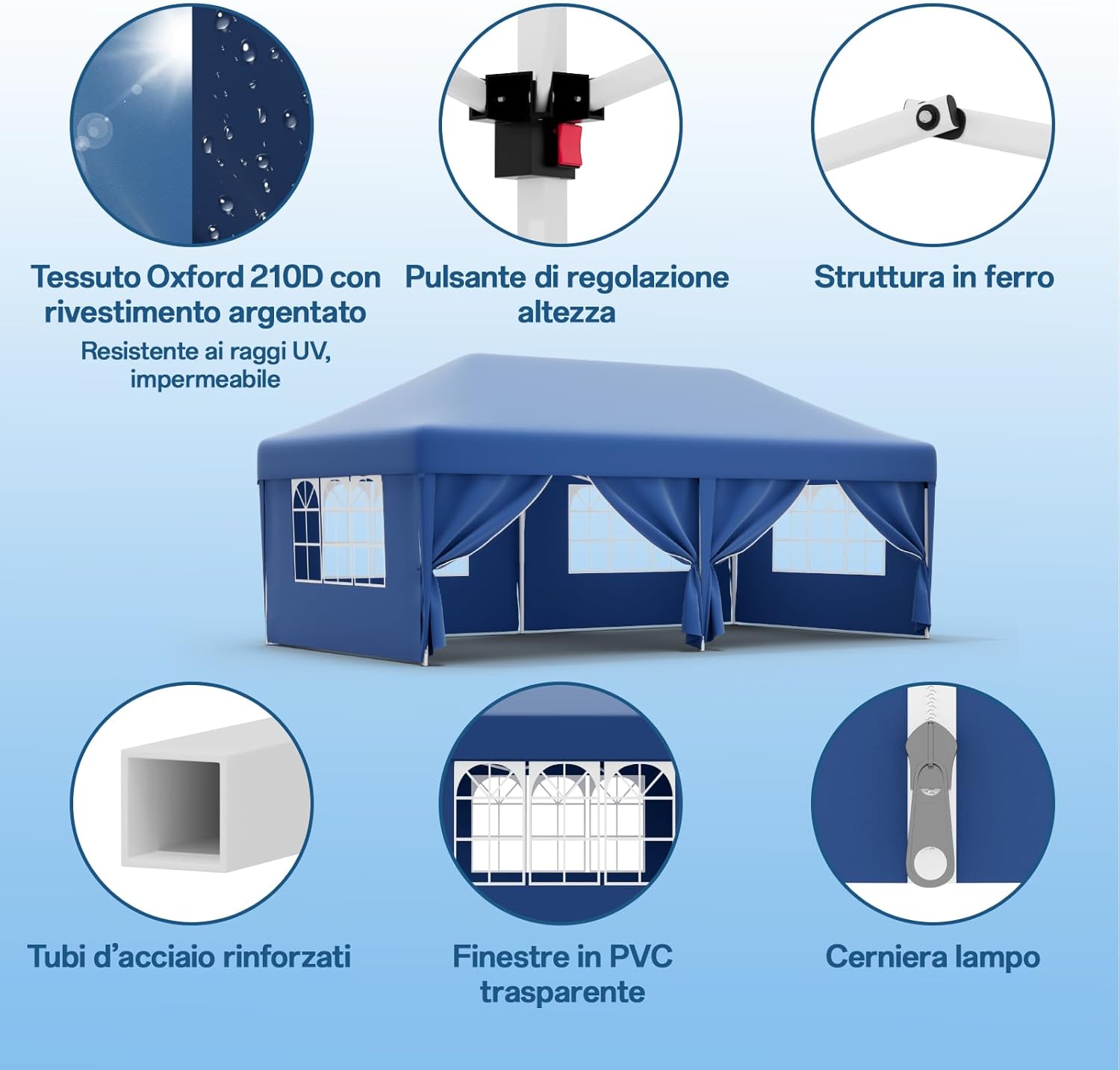 JUMMICO Waterdichte opvouwbare tuinpaviljoen, tuinpaviljoen voor buiten, in hoogte verstelbaar, Barnum UV50+, paviljoen voor kamperen, festivals, strand, tuinen 