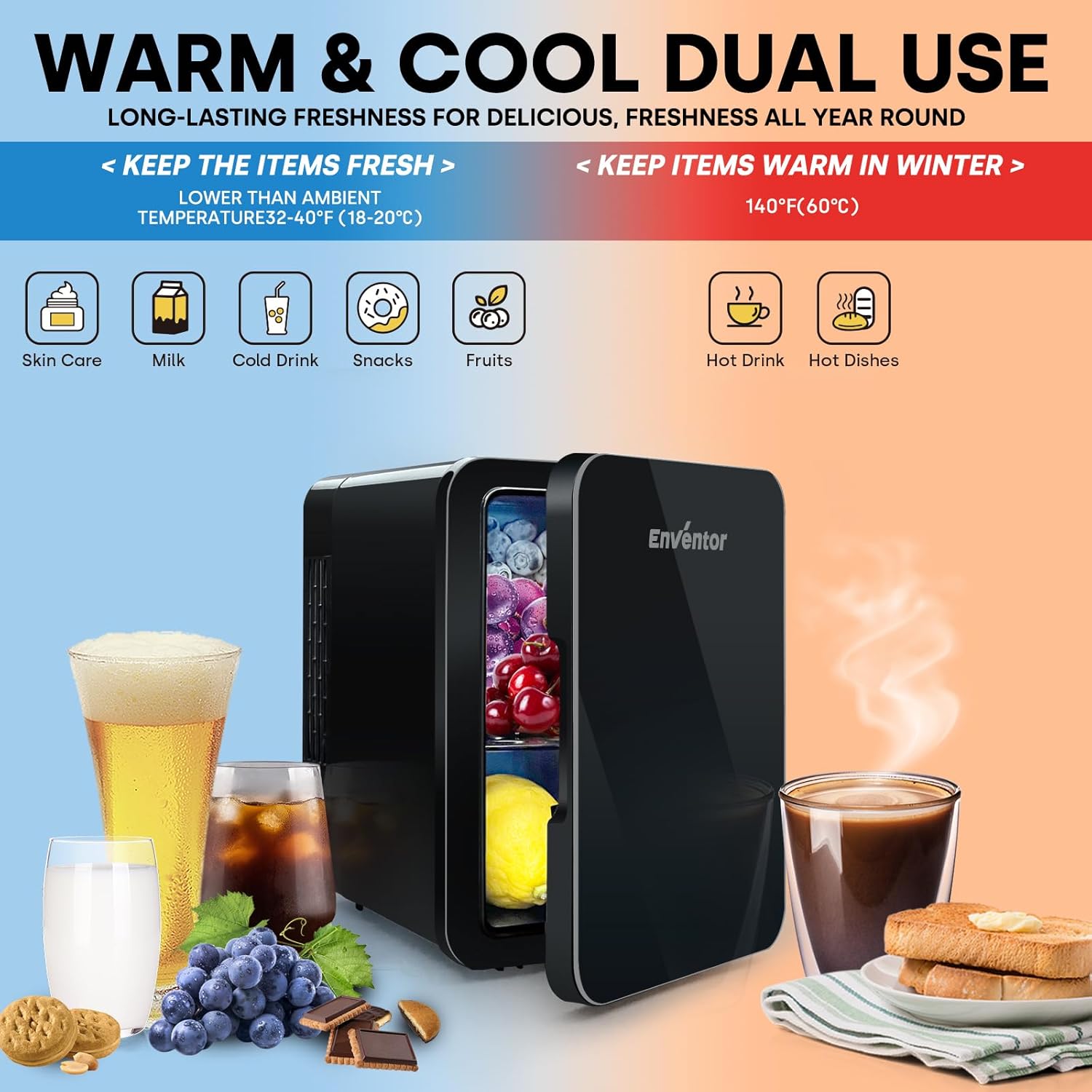 Mini réfrigérateur 4L Petit réfrigérateur portable 6 canettes Cosmétique Mini réfrigérateur Réfrigérer et chauffer