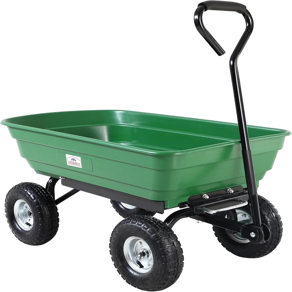 Gardebruk® Tuinkiepwagen 300 kg 4 luchtbanden All-terrain stuuras 75L Transportwagen Handkar 