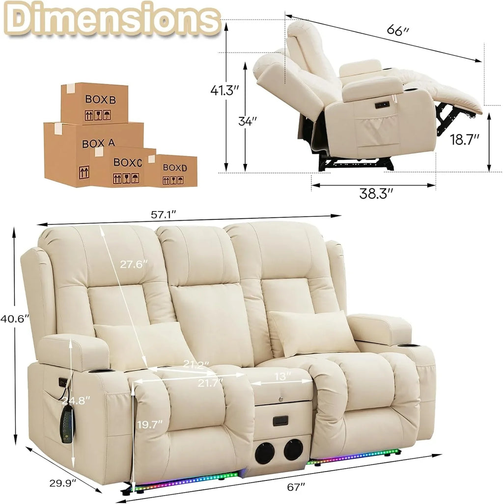 Canapé inclinable électrique TUNYI avec fonctions massage et chauffage, siège home cinéma avec console, canapé inclinable électrique pour camping-car