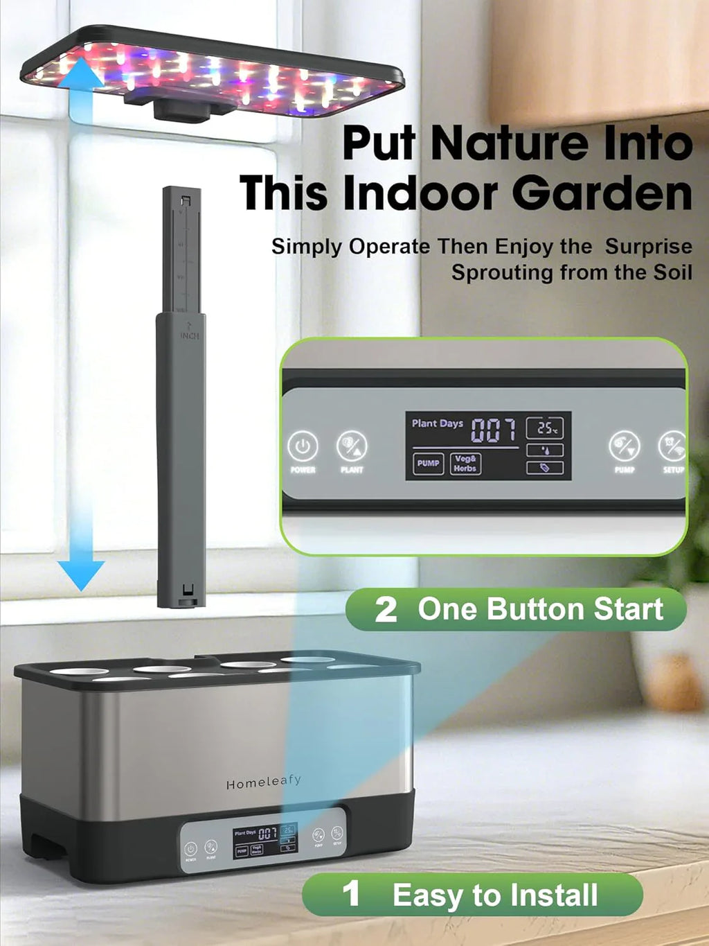 Kit de culture hydroponique, 8 jardins d'herbes aromatiques d'intérieur intelligents avec contrôle par application Wi-Fi, kit de capsules de graines