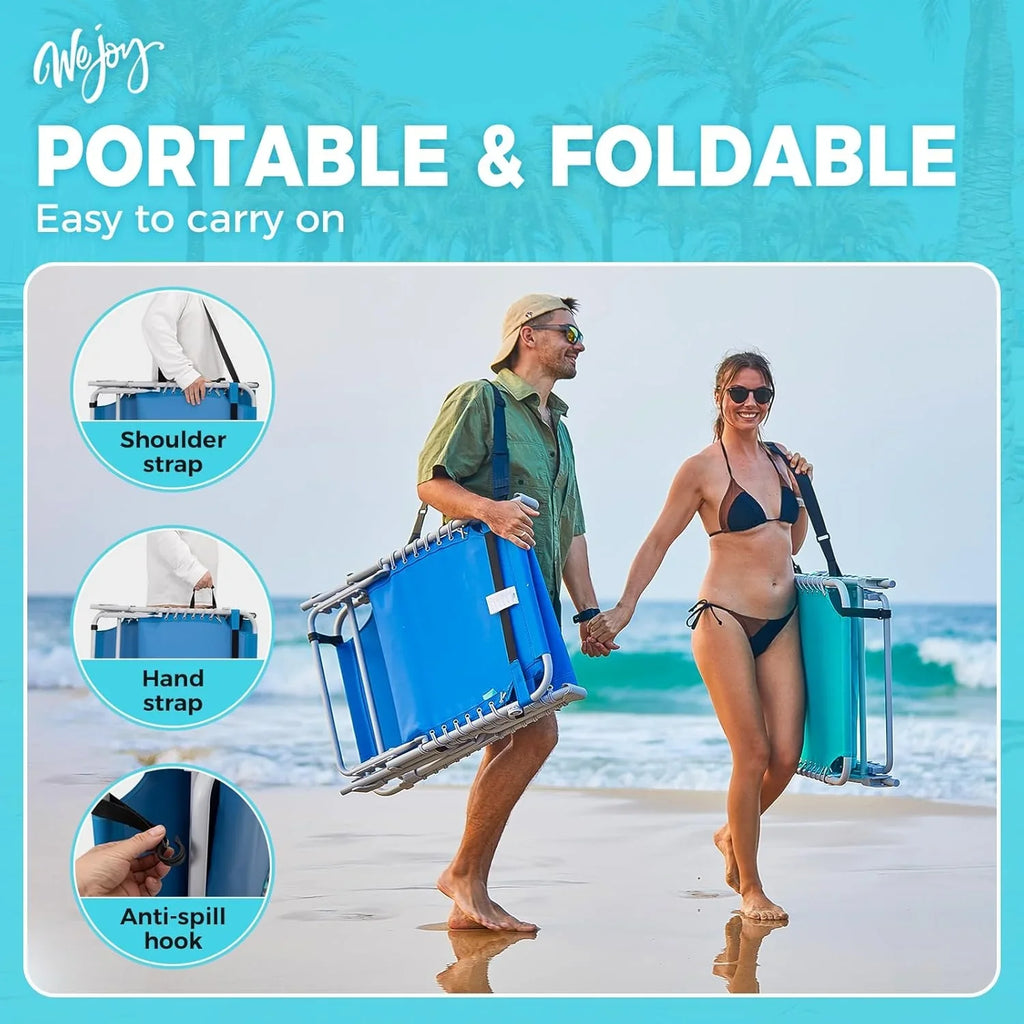 Lot de 2 chaises longues d'extérieur - Chaise longue pliante portable pour patio, piscine, camping, inclinable et réglable sur 5 positions