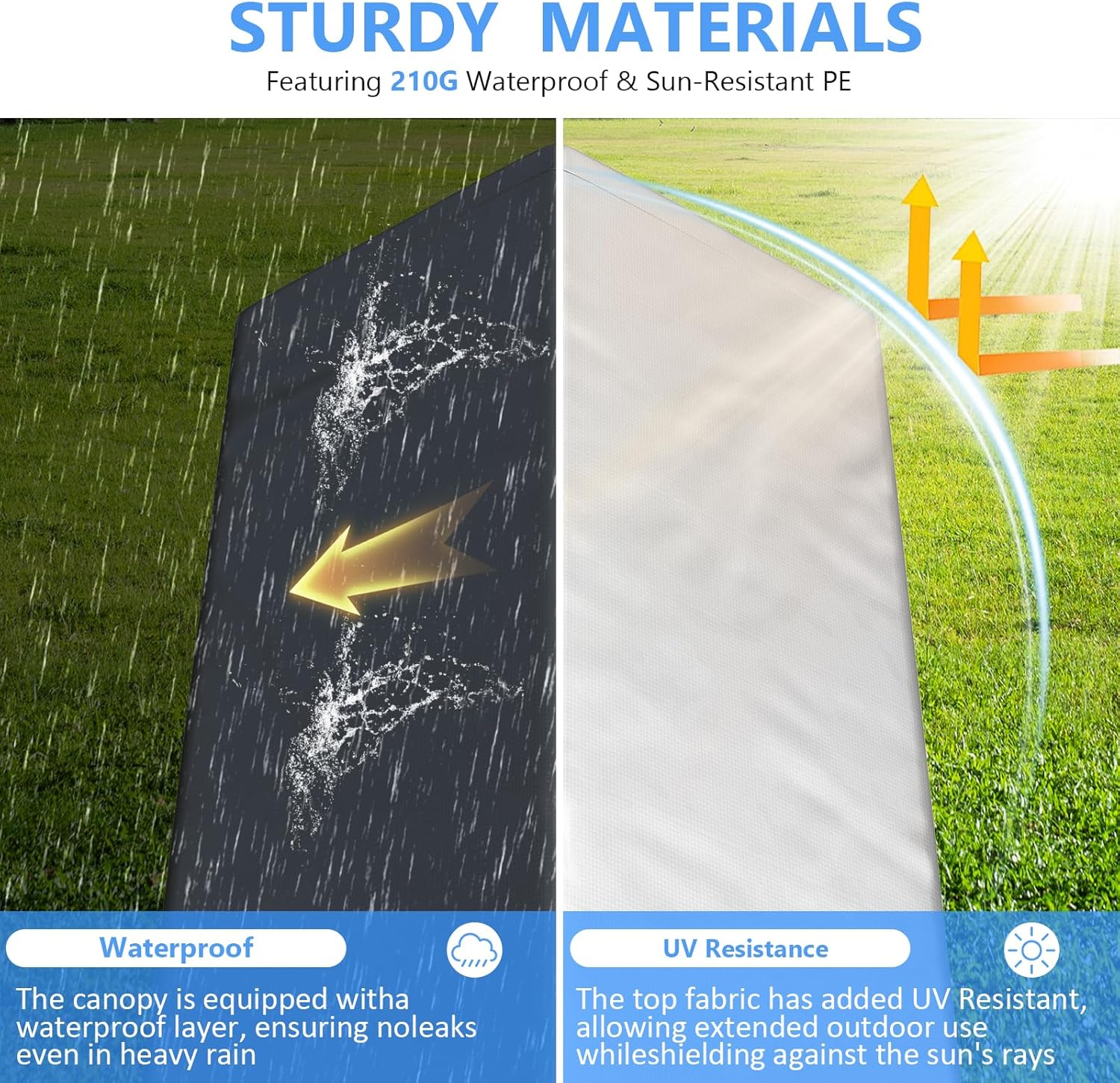 Abri d'auto robuste de 6 x 8 pieds, garage portable avec parois latérales amovibles et porte, bâche quatre saisons