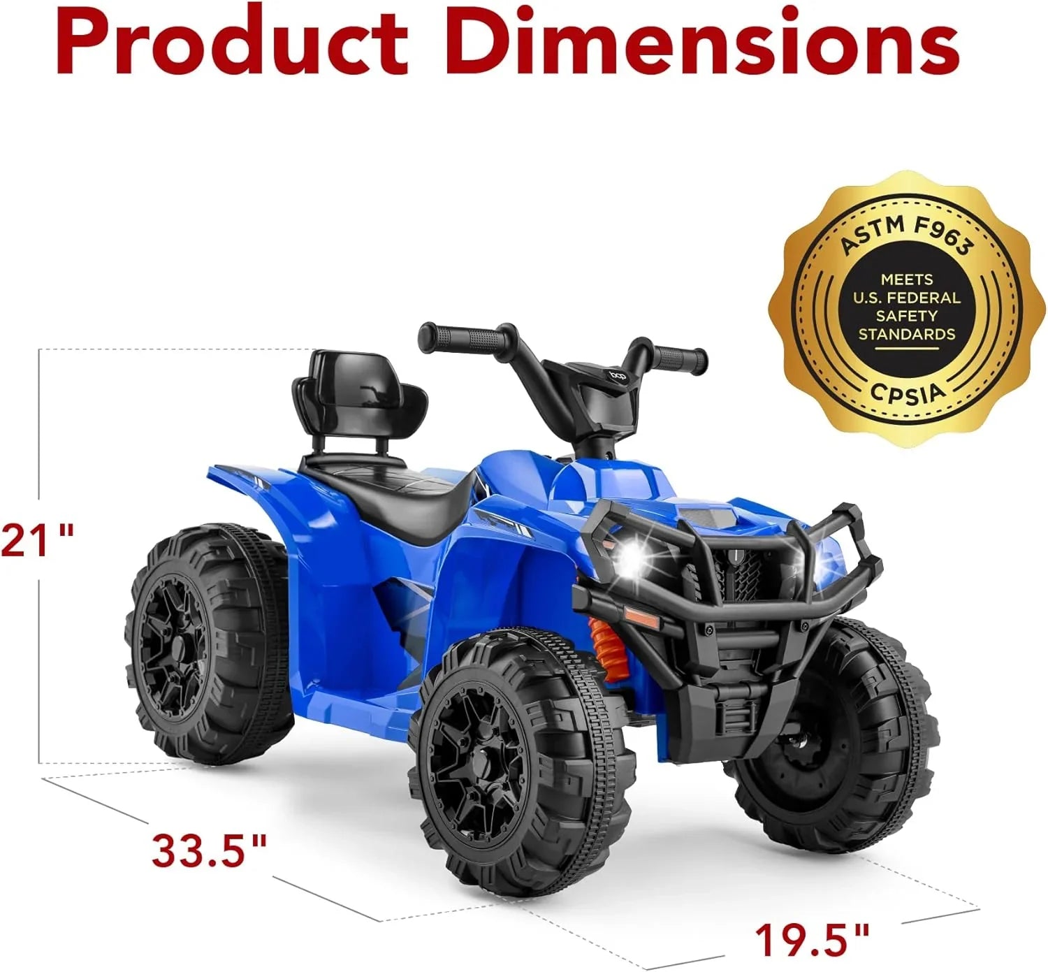 Véhicule tout-terrain électrique 12 V pour enfants, quad à 4 roues avec audio Bluetooth, vitesse maximale de 2,4 mph, pneus à crampons, phares à LED et radio.