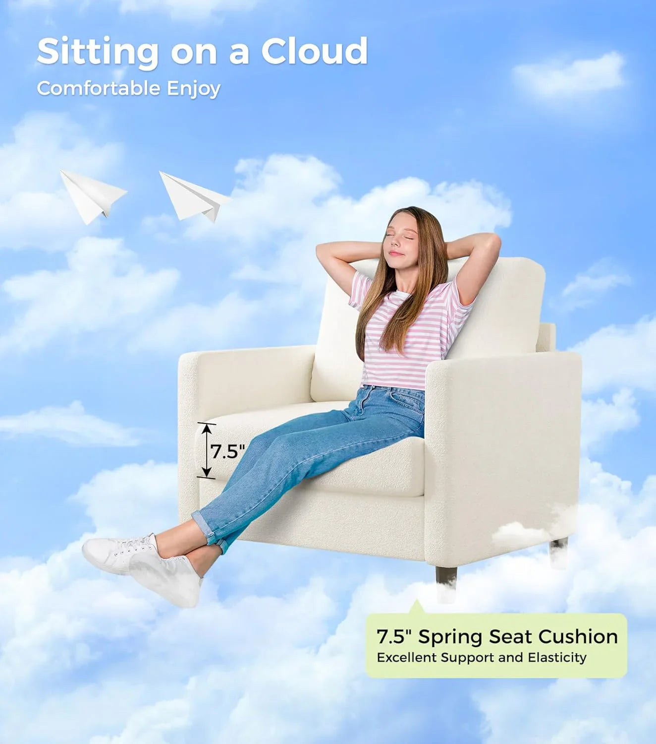 Causeuse de 51 pouces, causeuse confortable en velours côtelé