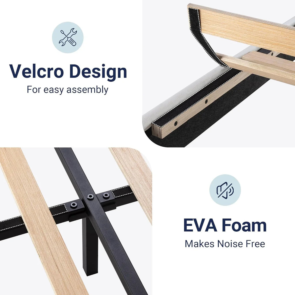 Cadre de lit plateforme Allewie King size avec tête de lit et planches rembourrées en velours