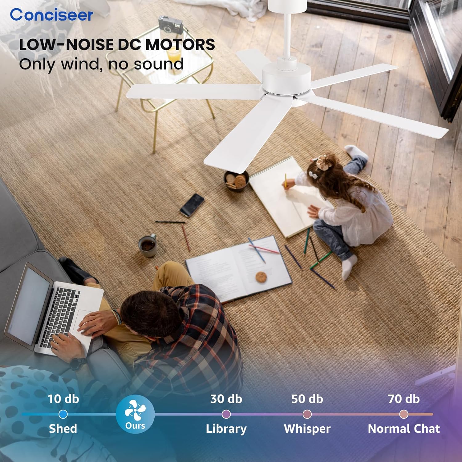 Ventilateur de plafond moderne 72 pouces chambre salon bibliothèque café extérieur/industriel