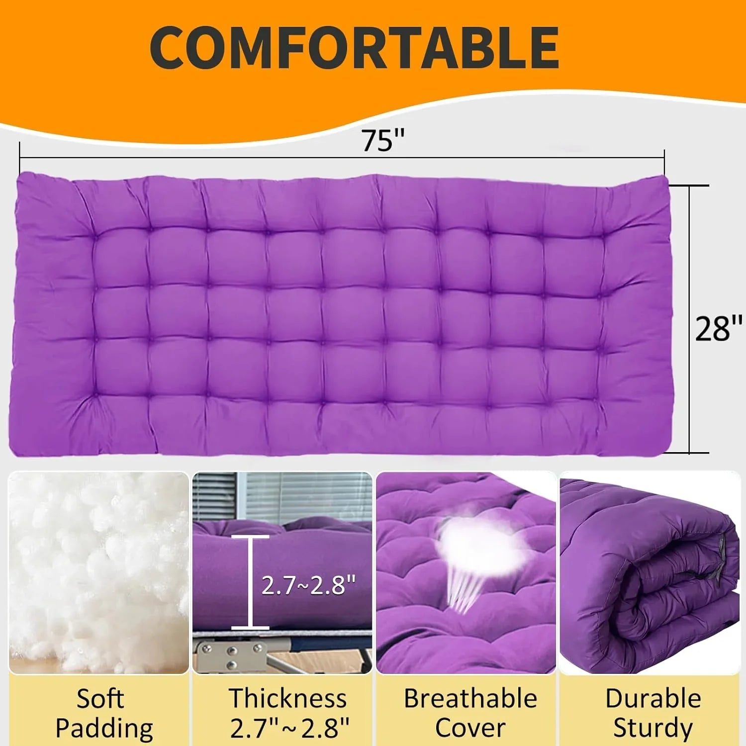 Lot de 2 lits de camp avec matelas, lit pliant confortable et robuste pour bébé