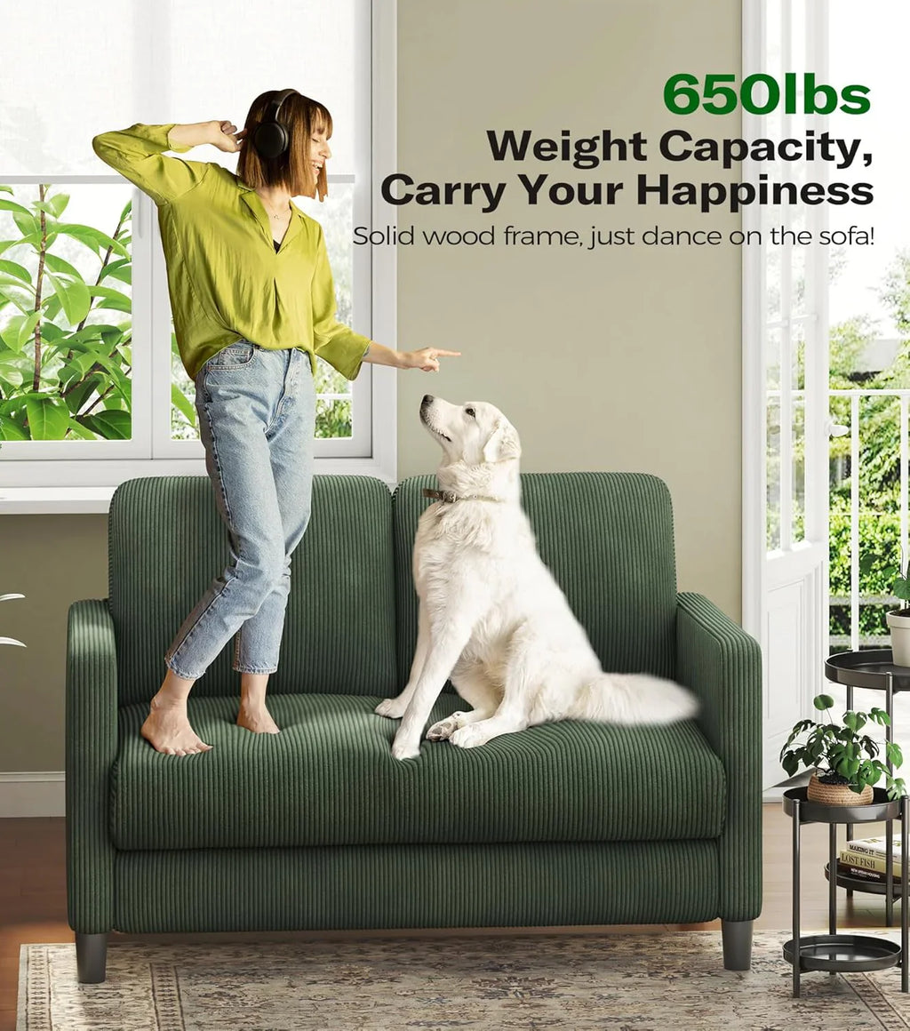 Causeuse de 51 pouces, causeuse confortable en velours côtelé