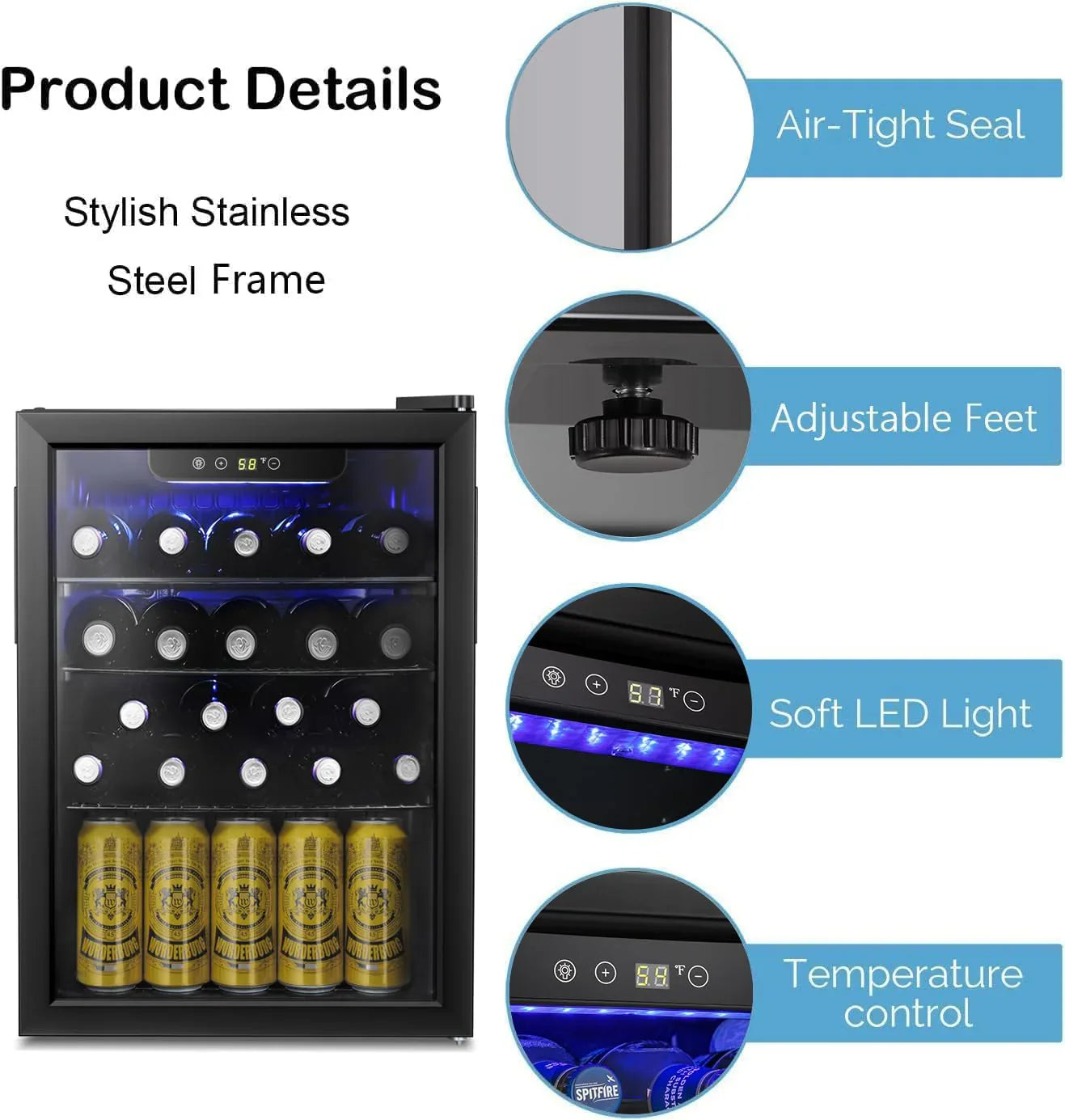 Refroidisseur à vin Antarctic Star 26 bouteilles 130 canettes Réfrigérateur à boissons Mini refroidisseur à vin