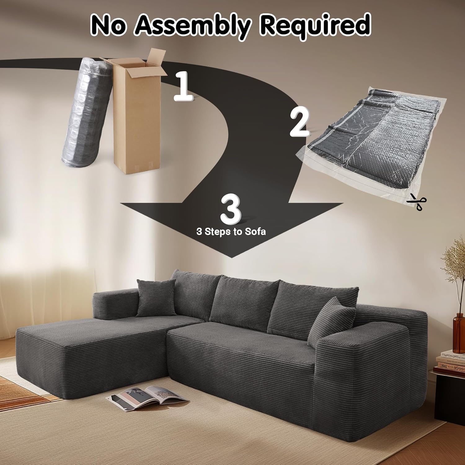 Canapé Ovios 104" Cloud Section Fauteuil en L, canapé modulaire moderne