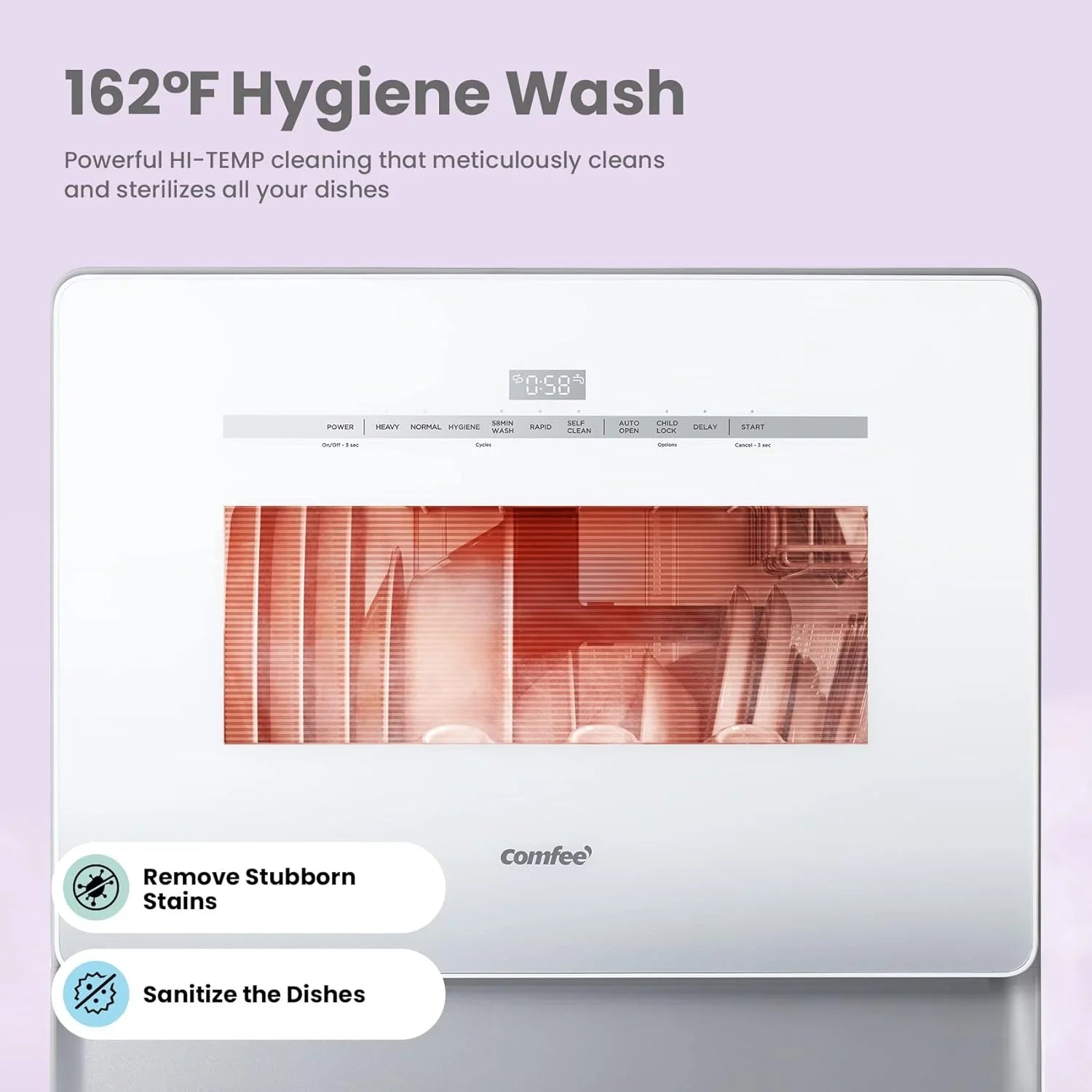 Lave-vaisselle portable de comptoir COMFEE avec réservoir d'eau intégré de 5 L