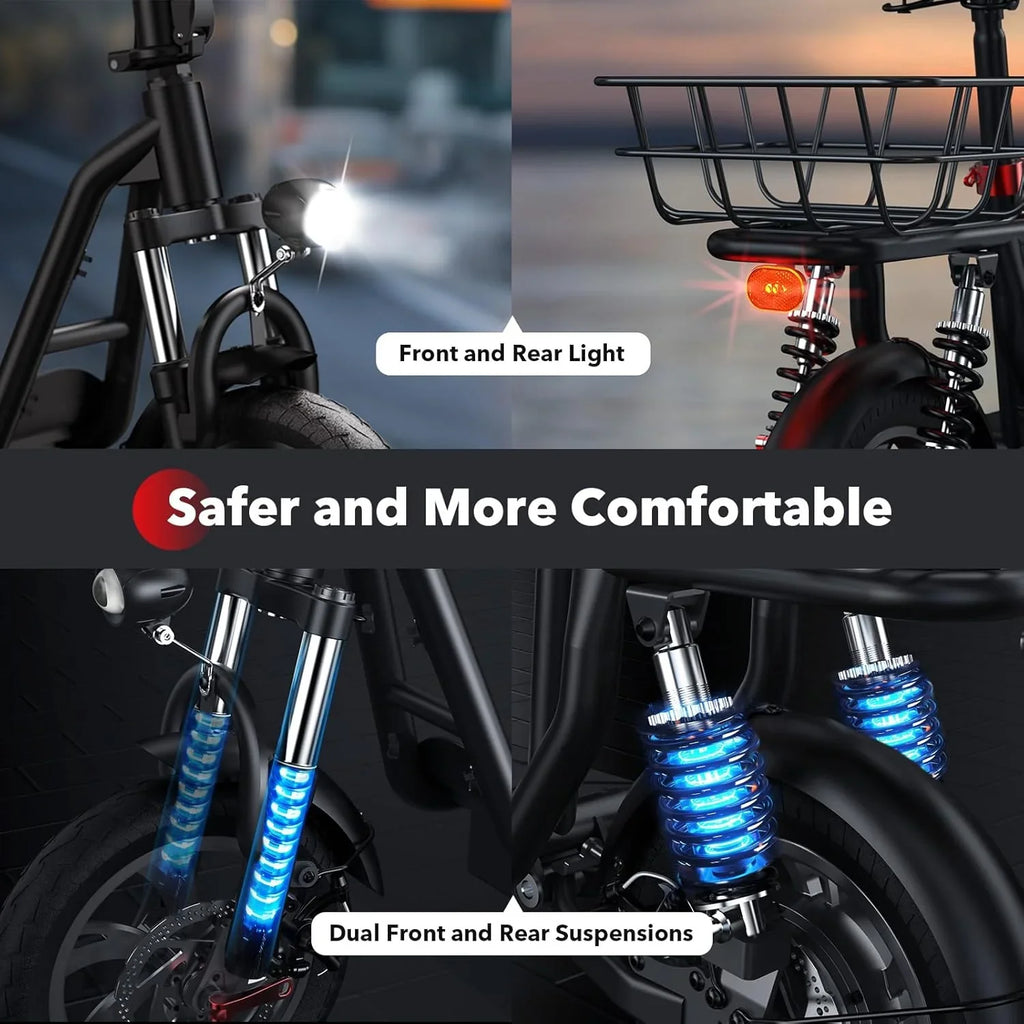 Trottinette électrique iScooter avec siège, autonomie de 60/34 km, vitesse de pointe de 45/39/25 km/h, double suspension avec panier