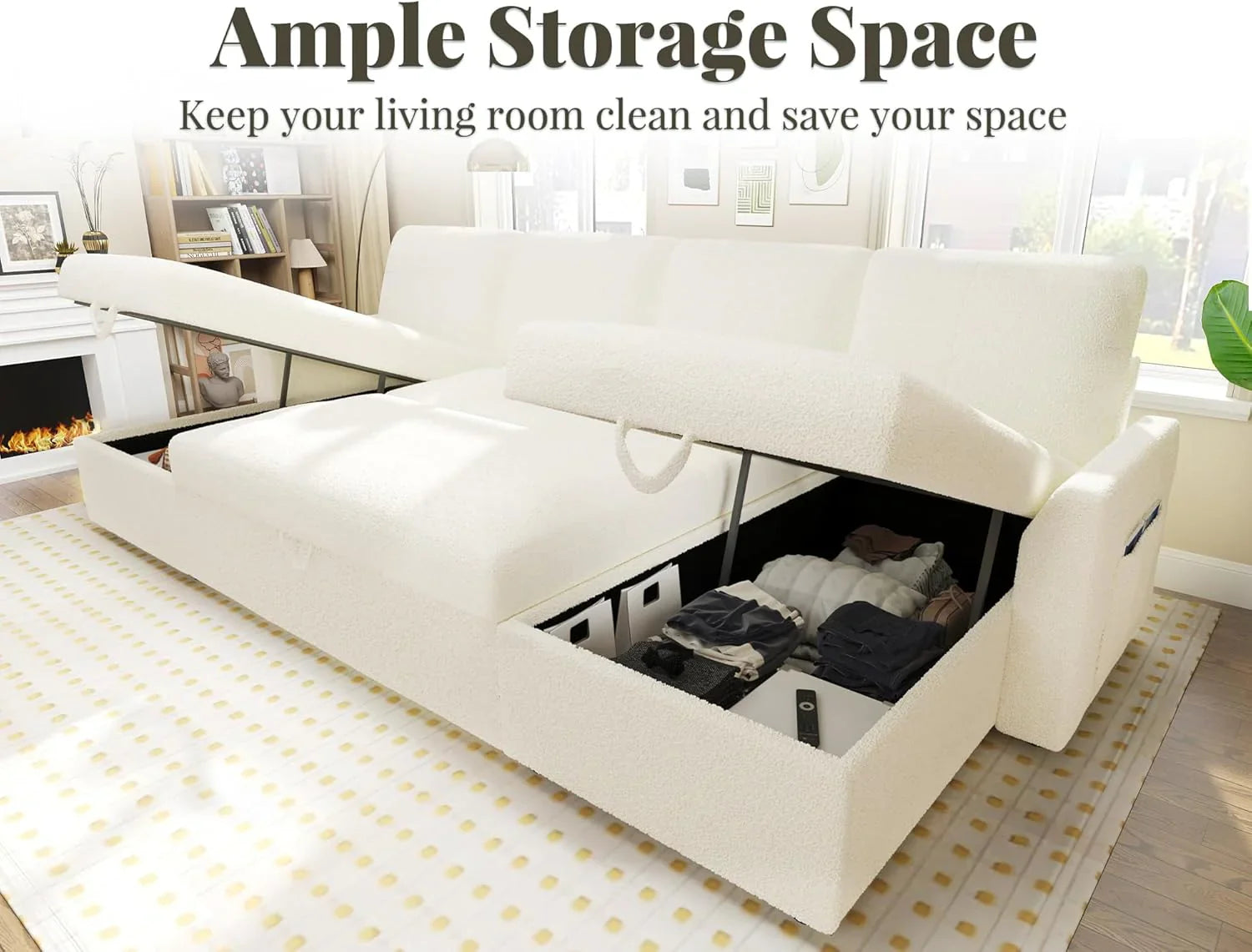 Canapé-lit VanAcc, canapé-lit avec méridienne de rangement - Canapé-lit 2 en 1 pour salon, canapé-lit confortable