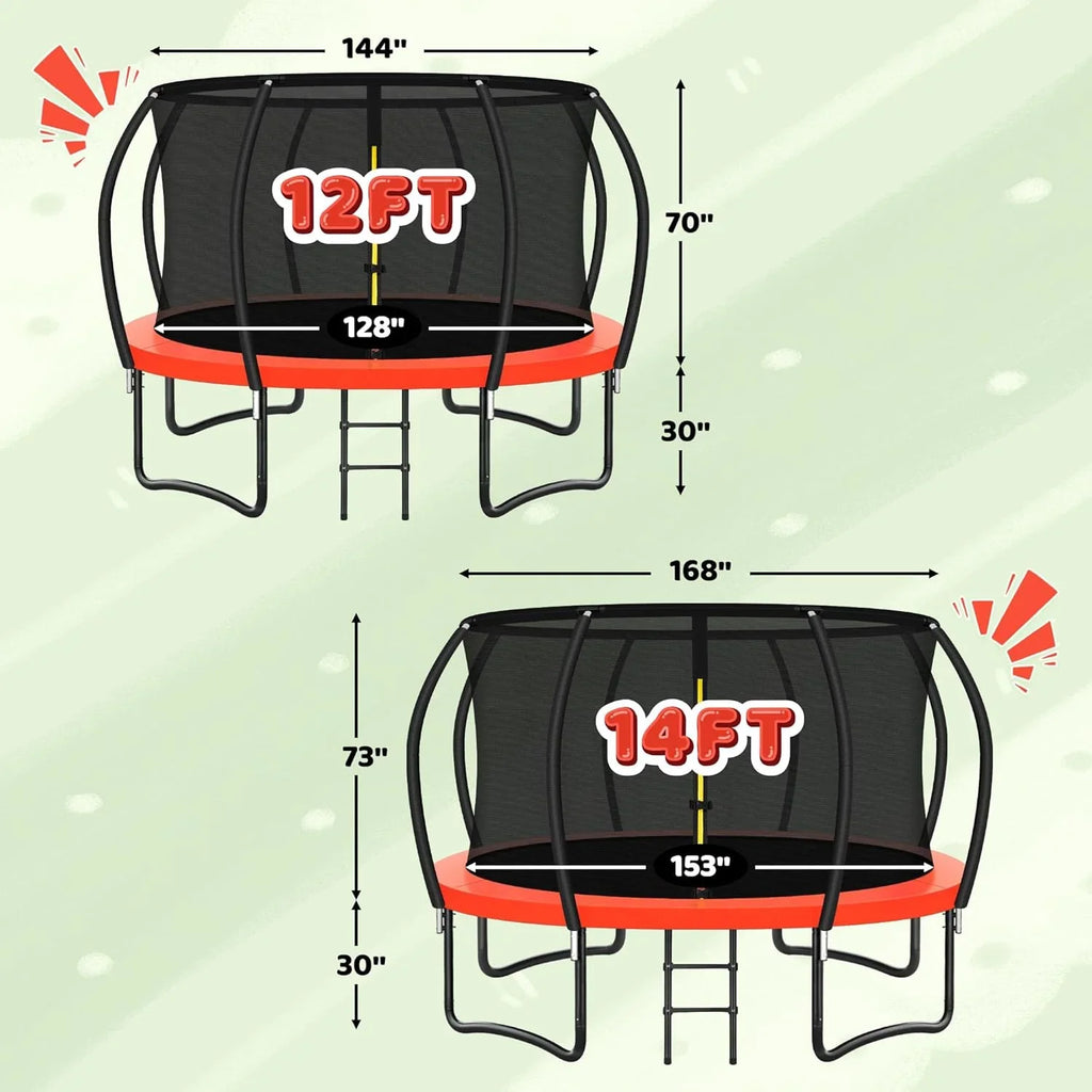 Trampoline Trampoline de loisirs avec filet de clôture et échelle, trampoline d'extérieur antirouille pour enfants et adultes