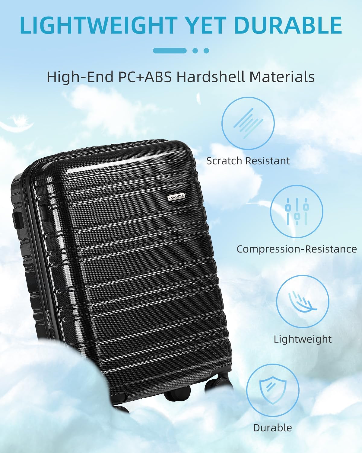 Ensemble de bagages 6 pièces, ensemble de valises rigides extensibles avec roulettes pivotantes, ensemble de bagages à roulettes légers