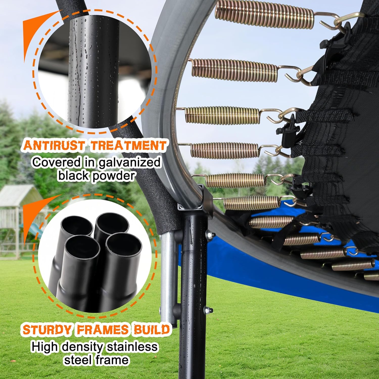 Trampoline Trampoline de loisirs avec filet de clôture et échelle, trampoline d'extérieur antirouille pour enfants et adultes