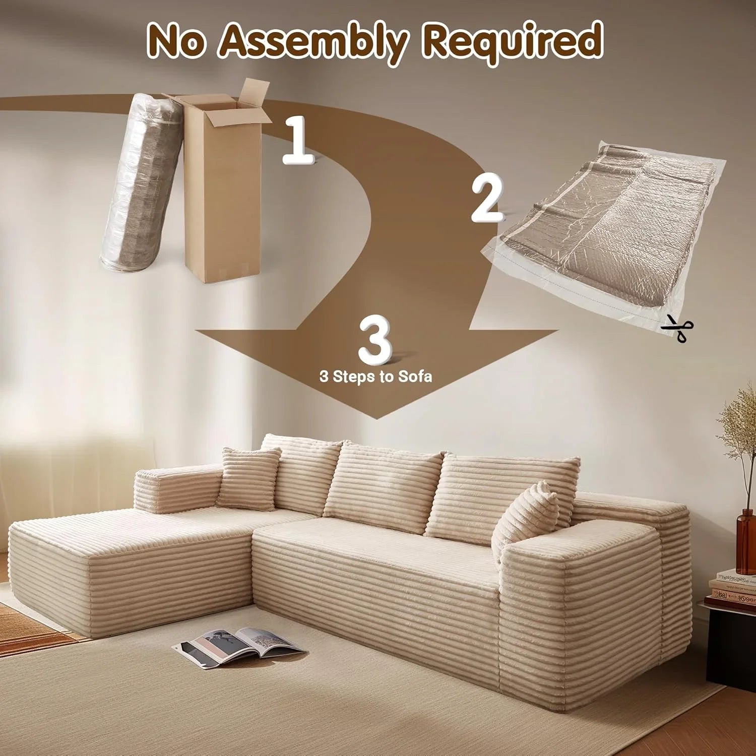 Canapé Ovios 104" Cloud Section Fauteuil en L, canapé modulaire moderne