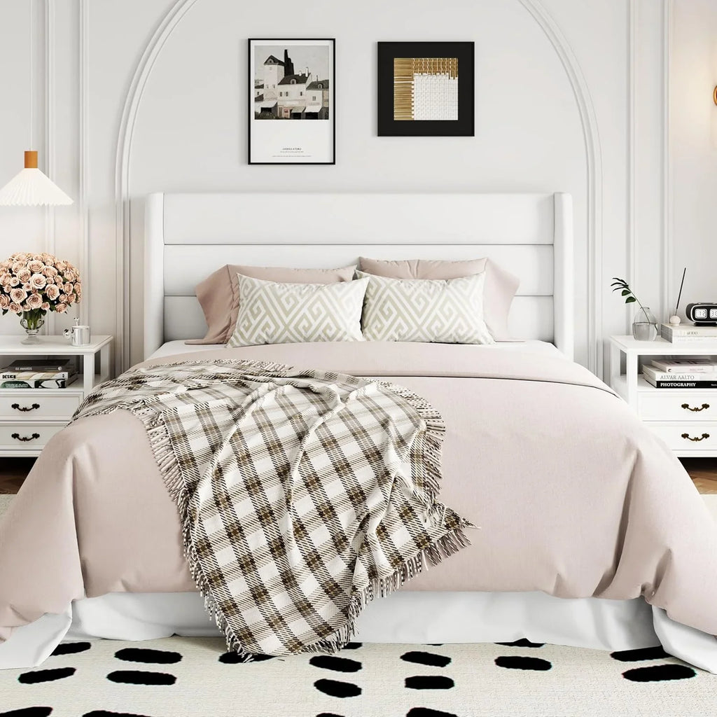 Lit queen-size relevable avec rangement Allewie, tête de lit à oreilles moderne et support hydraulique