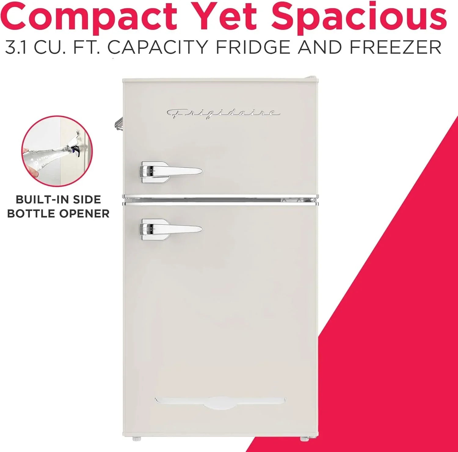 Mini-réfrigérateur rétro Frigidaire avec congélateur et décapsuleur latéral