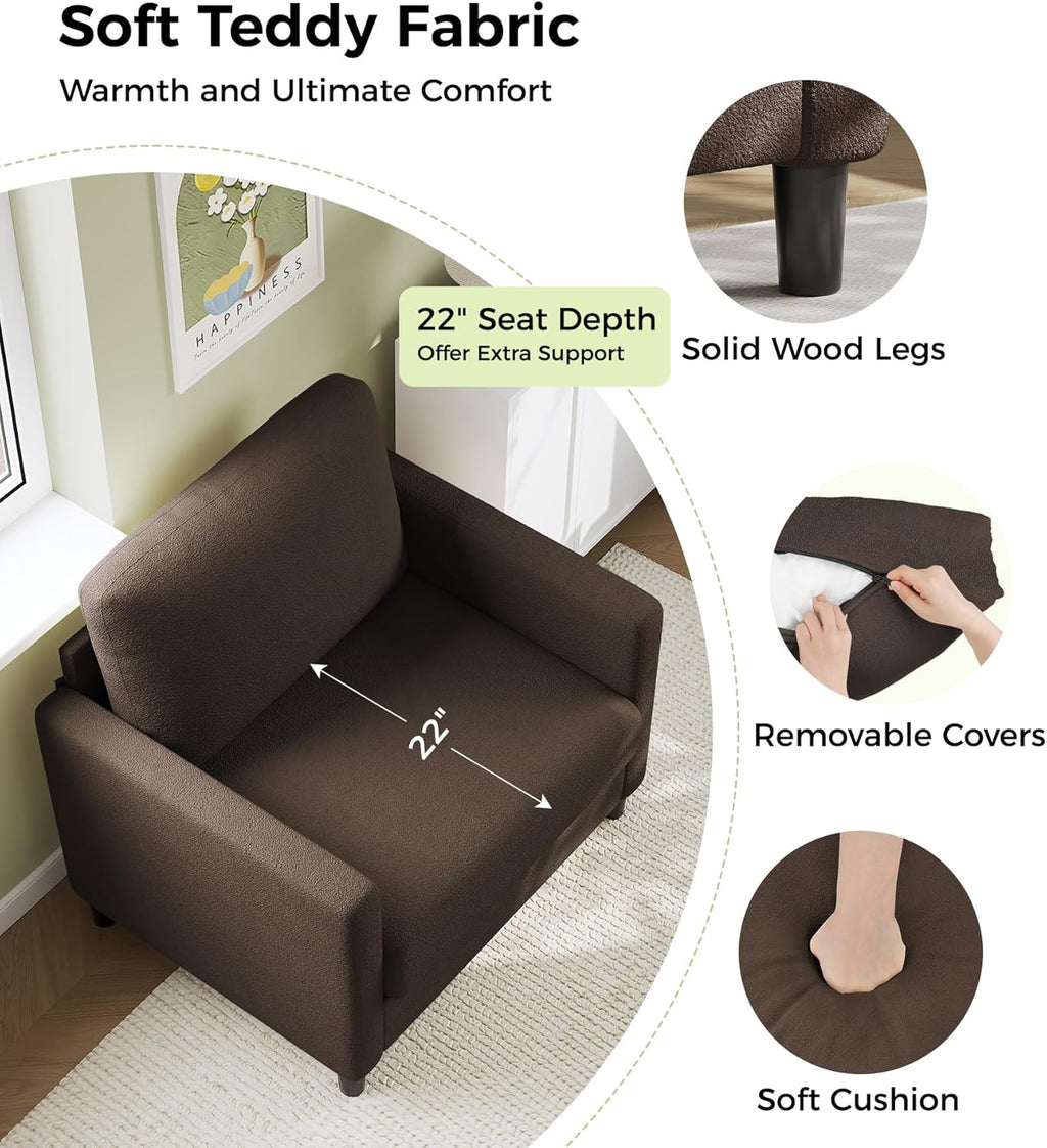 Causeuse de 51 pouces, causeuse confortable en velours côtelé