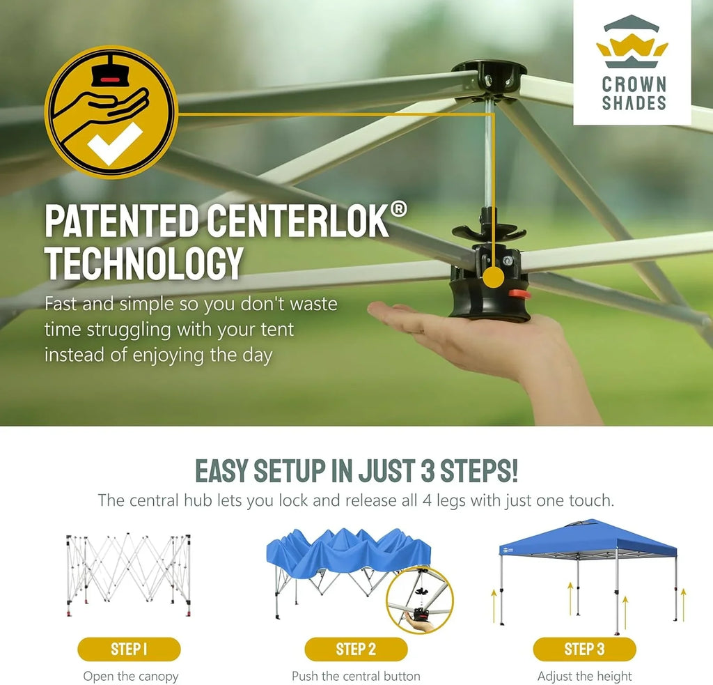 Auvent pop-up 10x10 - Installation en un clic - Tente de plage - Parasol extérieur avec dessus argenté, 3 hauteurs et 4 poches à sable