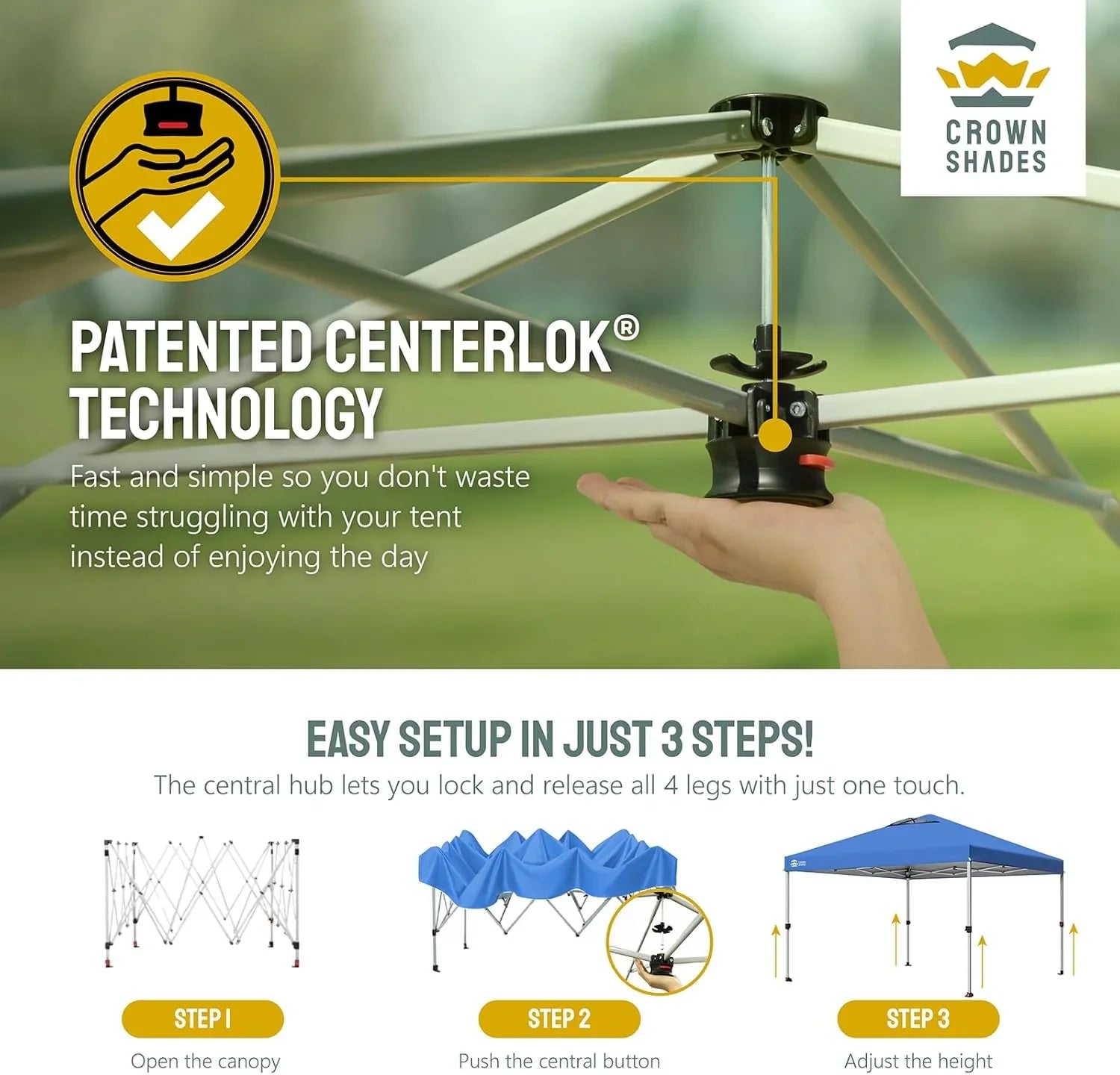 Auvent pop-up 10x10 - Installation en un clic - Tente de plage - Parasol extérieur avec dessus argenté, 3 hauteurs et 4 poches à sable