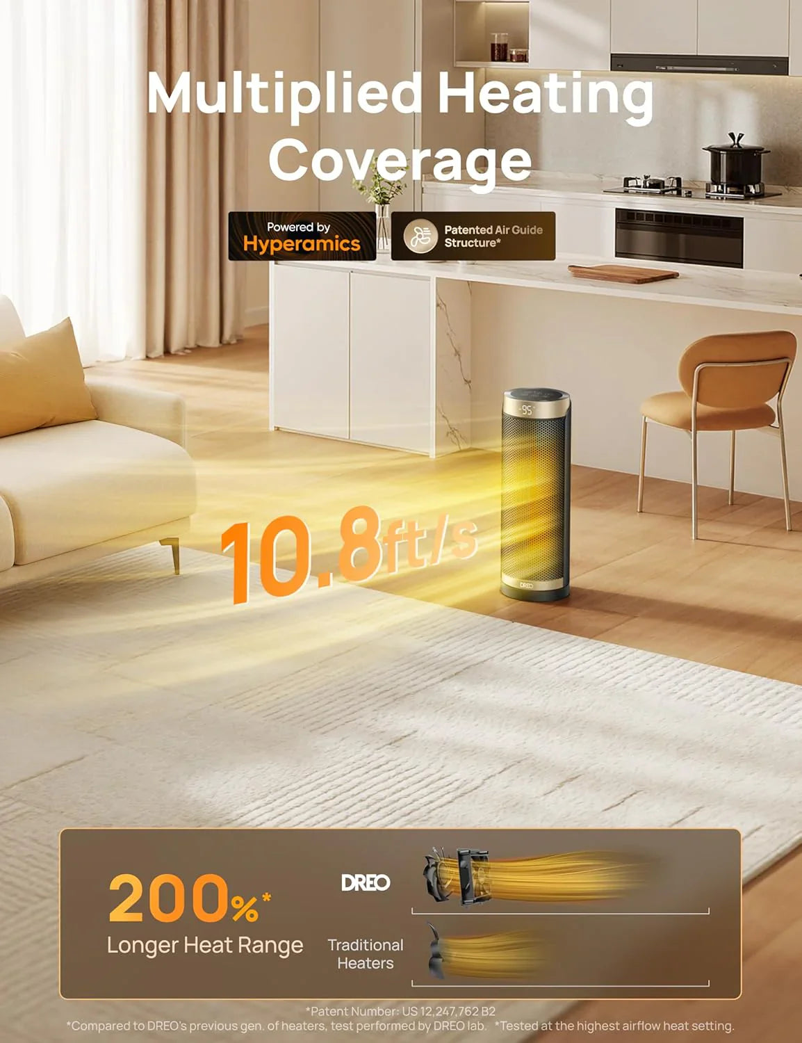 Chauffage d'appoint, chauffage électrique d'intérieur 1500 W avec thermostat, chauffage portable silencieux