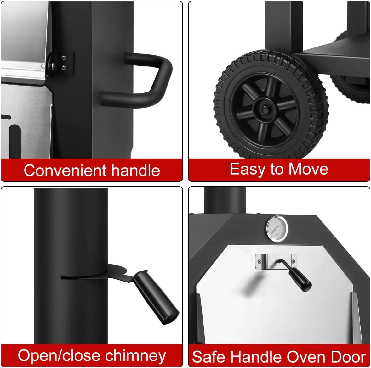 Four à pizza d'extérieur EDOSTORY, barbecue à bois d'extérieur