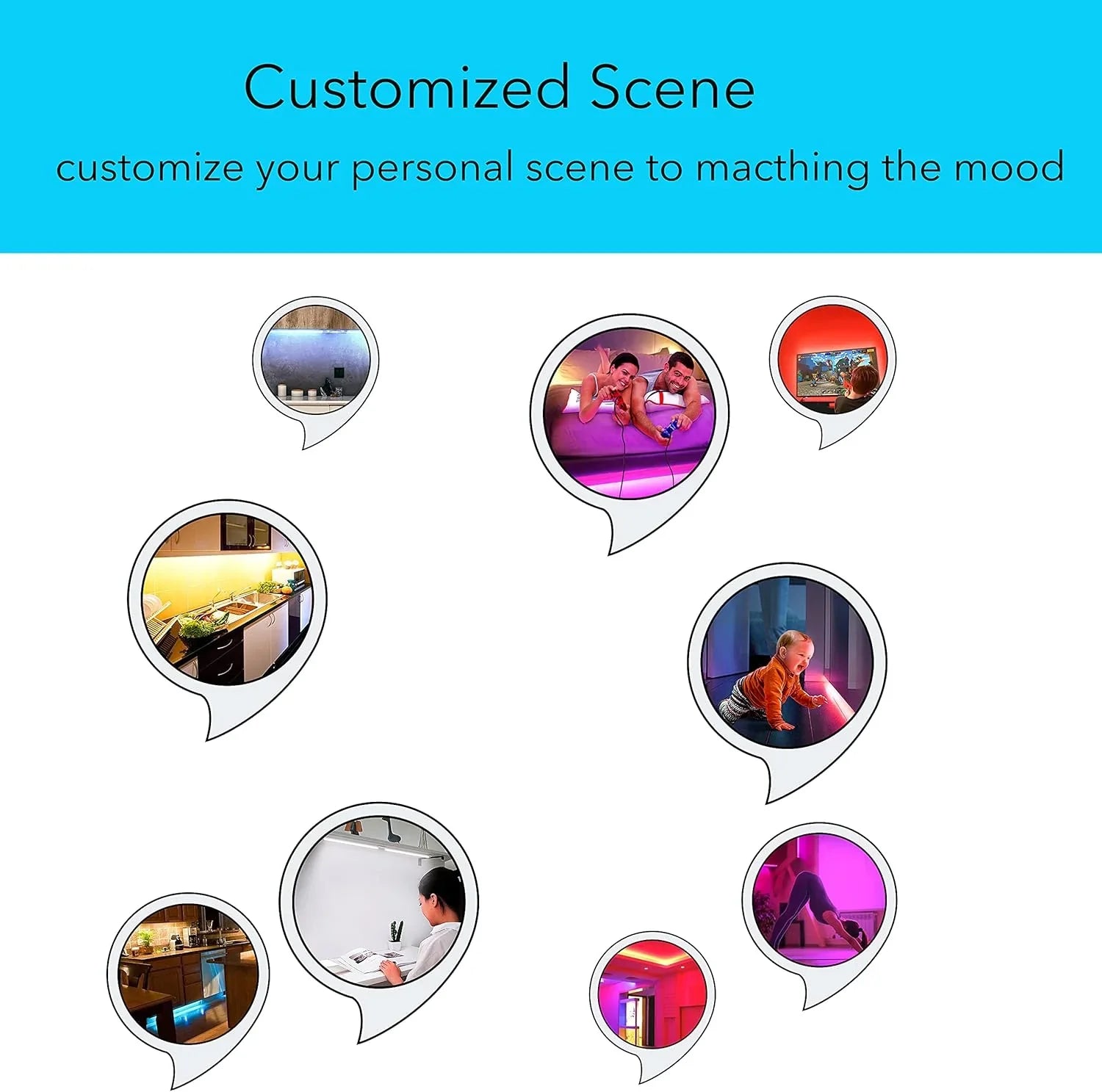 Bande lumineuse intelligente sous meuble, blanche et à intensité variable