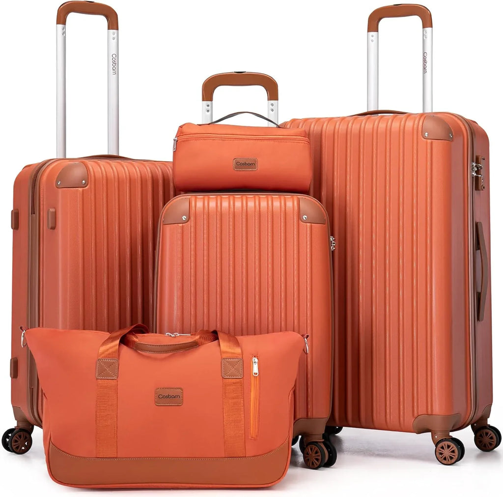 Ensemble de bagages 5 pièces avec valises à roulettes, valise rigide en ABS