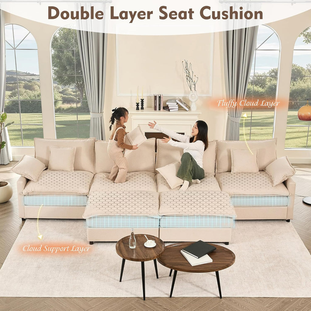 Canapé en U 108", canapé modulaire, canapé nuage trois places confortable