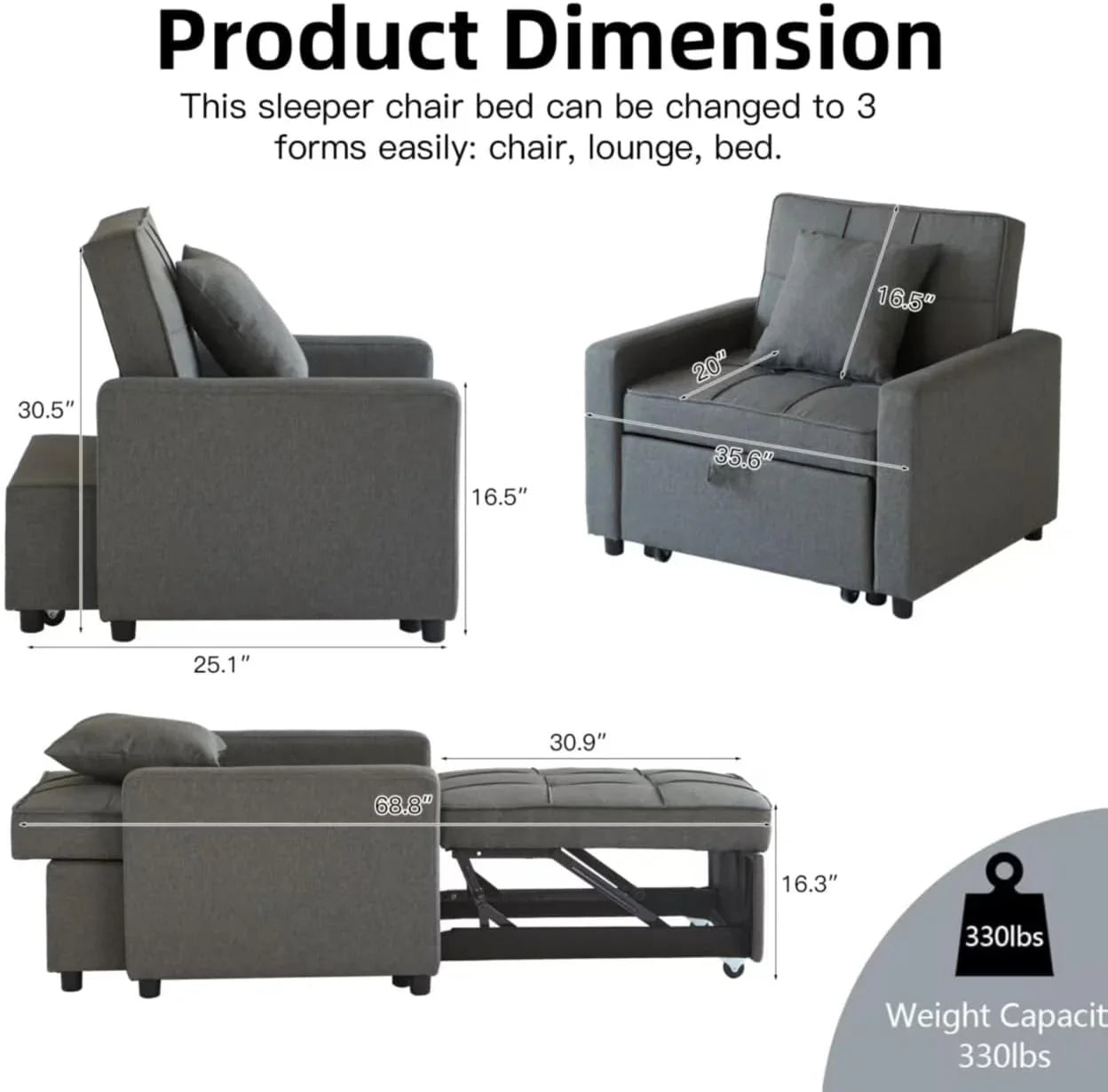 Canapé-lit convertible avec lit gigogne