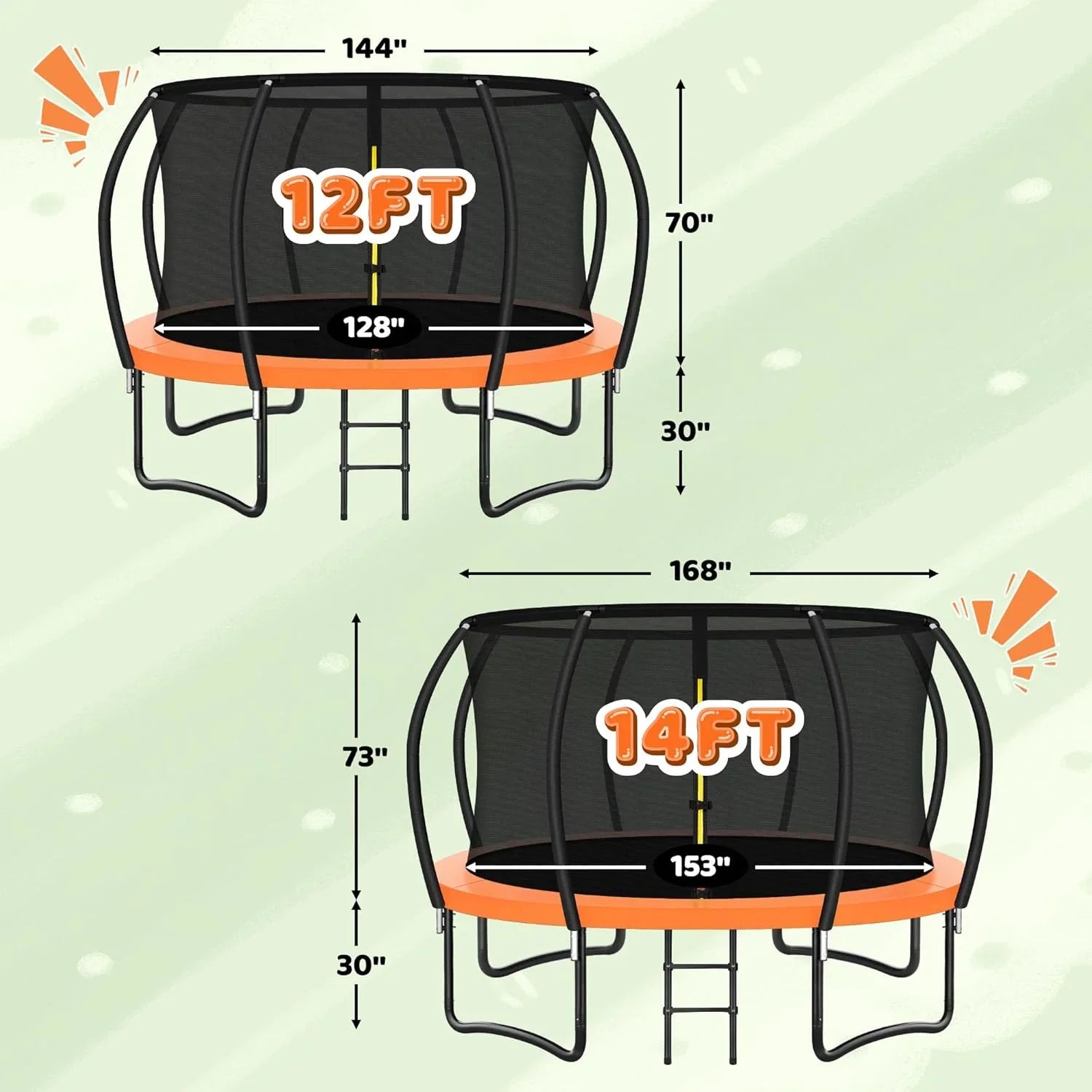 Trampoline Trampoline de loisirs avec filet de clôture et échelle, trampoline d'extérieur antirouille pour enfants et adultes