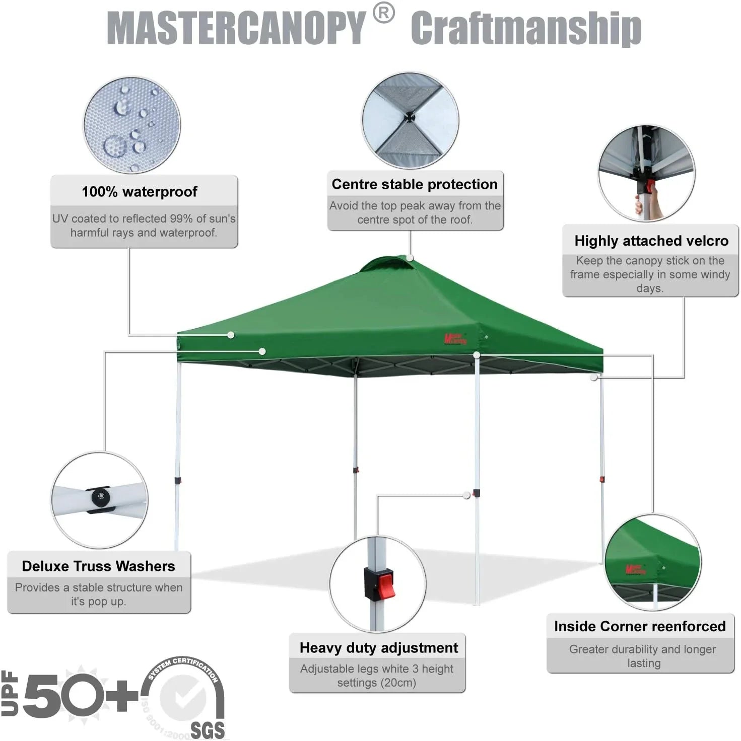 Tente pop-up robuste avec sac à roulettes (10 x 10, noir)