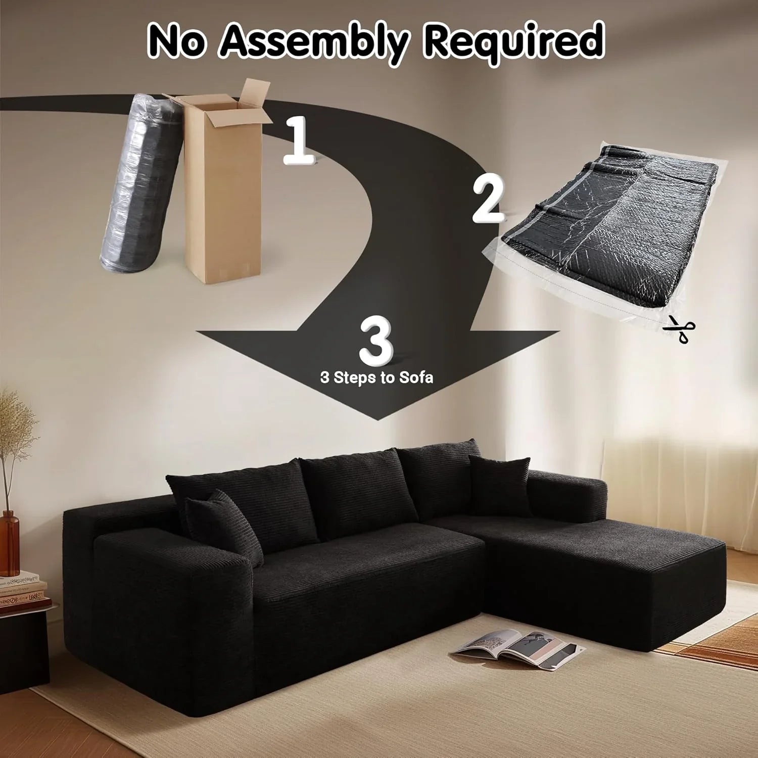 Canapé Ovios 104" Cloud Section Fauteuil en L, canapé modulaire moderne