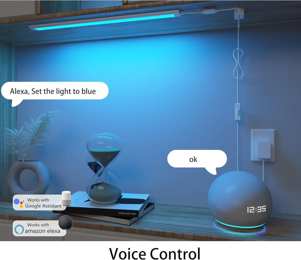 Bande lumineuse intelligente sous meuble, blanche et à intensité variable