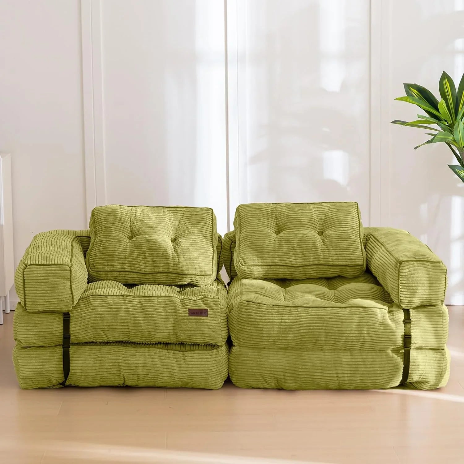 Canapé-lit pliant, canapé-lit convertible en L avec accoudoirs et oreillers