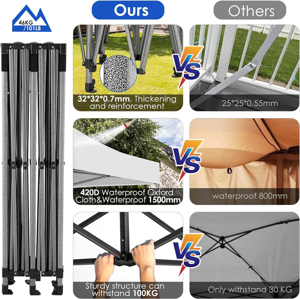 Tente pop-up robuste COBIZI 10x20 avec 6 parois latérales, facile à installer