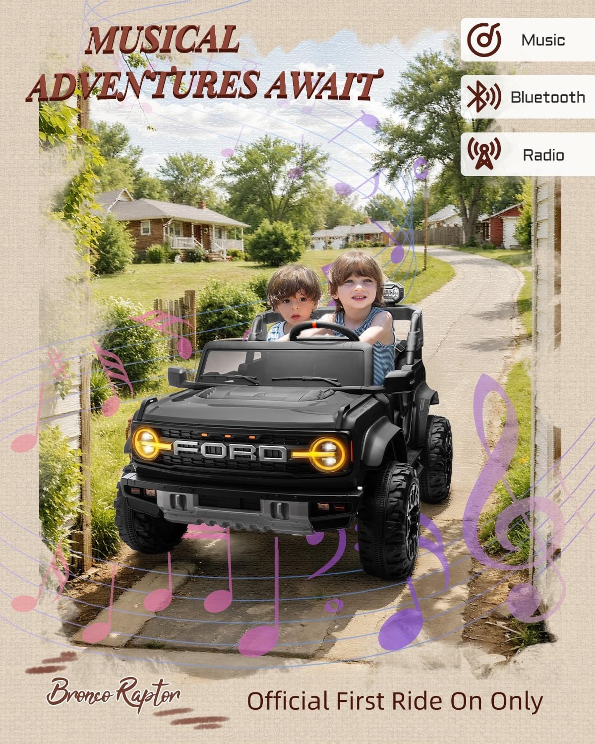 Camion rose pour enfants – Voiture électrique à piles