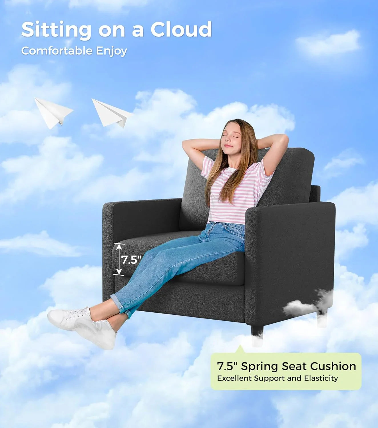 Causeuse de 51 pouces, causeuse confortable en velours côtelé