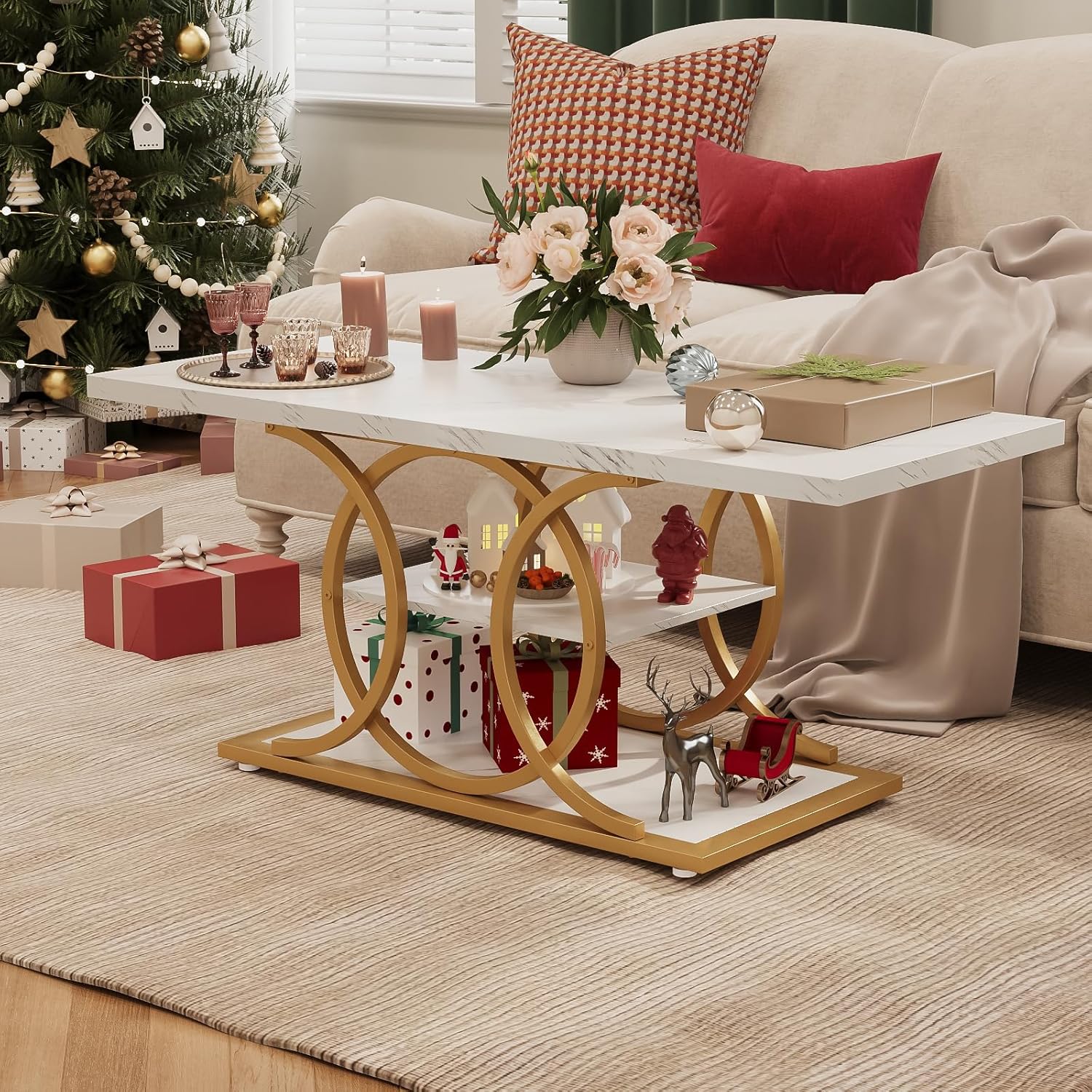 Table basse de style campagnard avec rangement GiftGo, style industriel