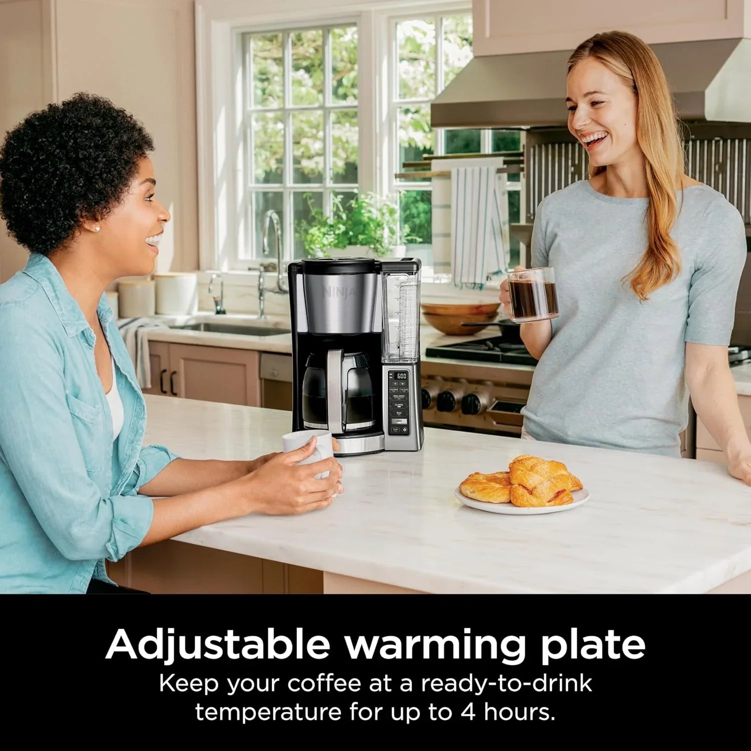 Cafetière programmable avec 2 modes d'infusion, plaque chauffante réglable et infusion différée