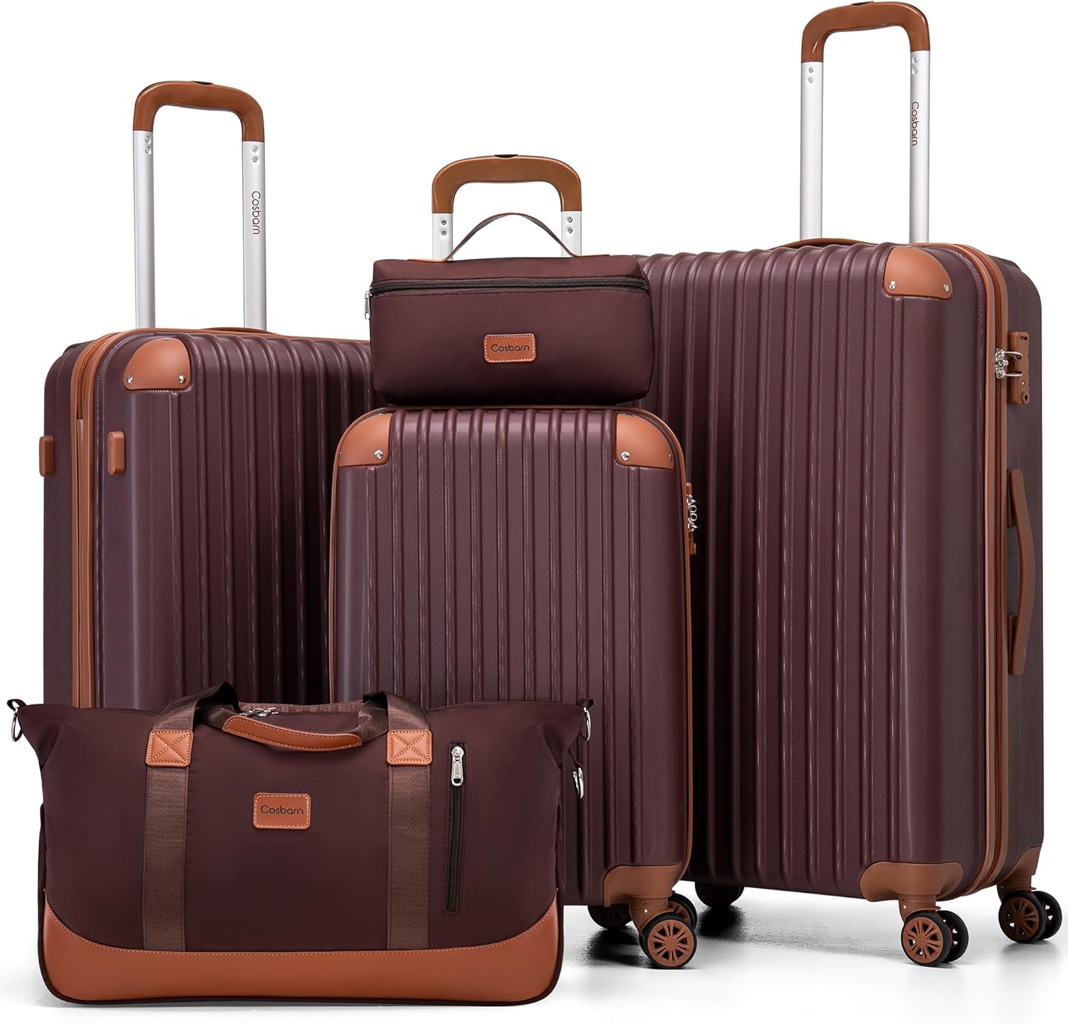 Ensemble de bagages 5 pièces avec valises à roulettes, valise rigide en ABS