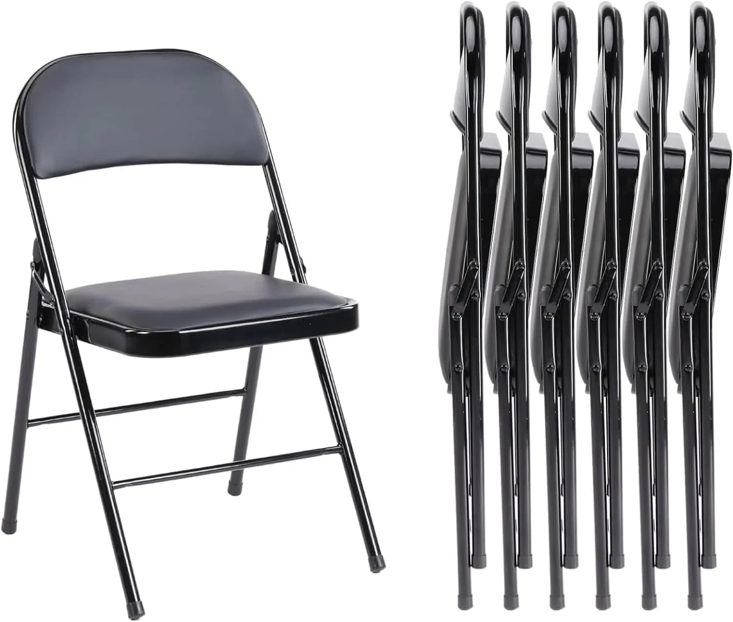 Lot de 12 chaises pliantes Sweetcrispy, rembourrées en cuir, robustes et pliables en métal.