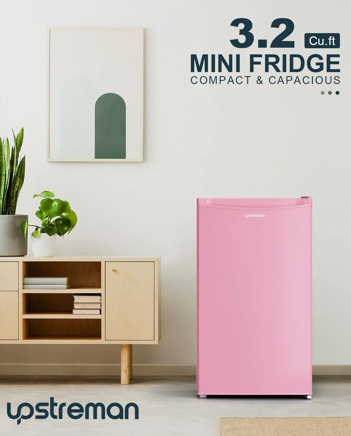 Mini-réfrigérateur Upstreman de 3,2 pieds cubes avec congélateur, mini-réfrigérateur à une porte, réfrigérateur de dortoir