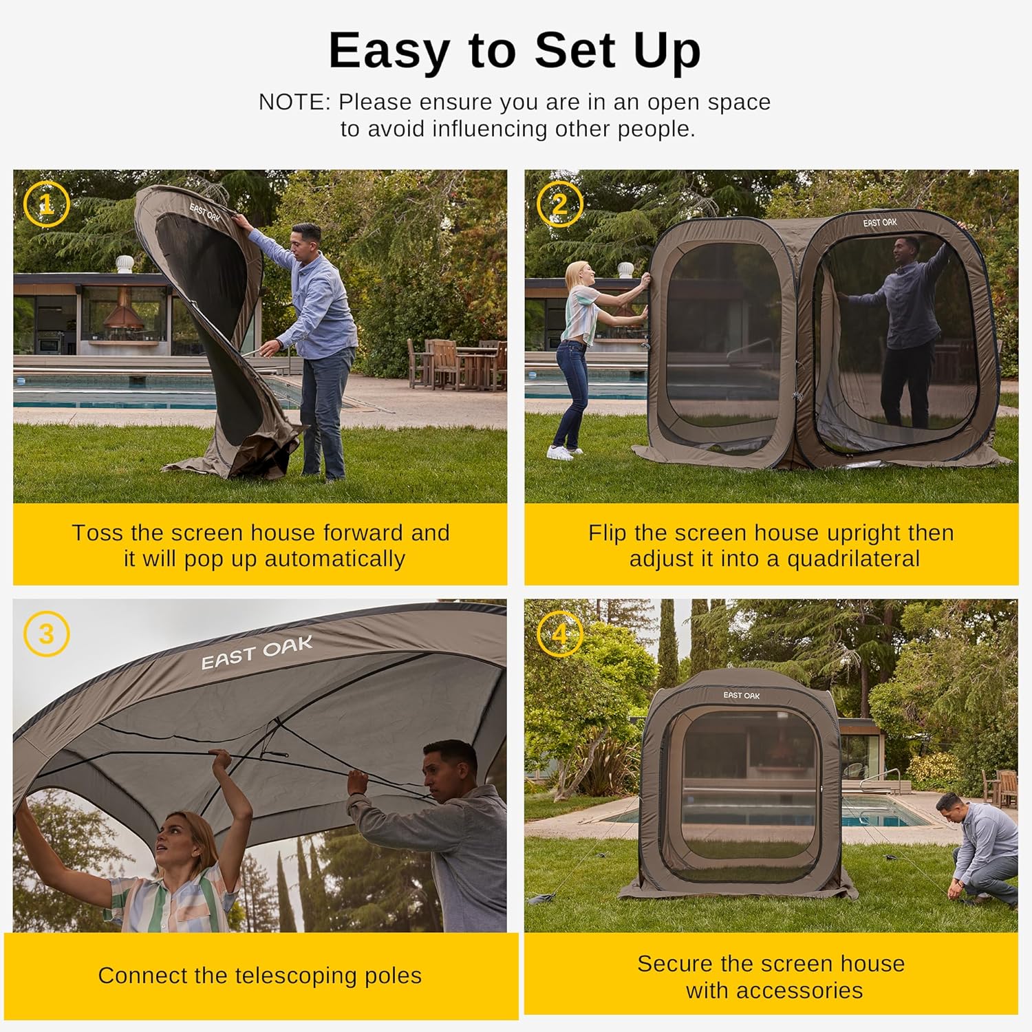 Tente moustiquaire EAST OAK, moustiquaire portable, 3 x 3 m, avec sac de transport