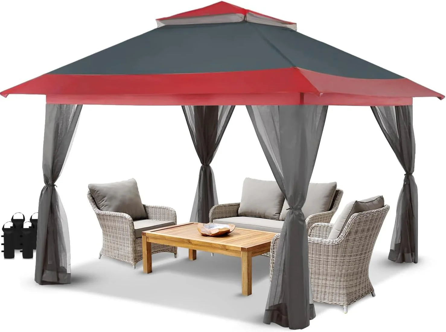 Tonnelle pliante CROWN SHADES 13x13, tente à baldaquin, soldes - Gazebo d'extérieur pour jardin et terrasse - Tente pliante Carpa