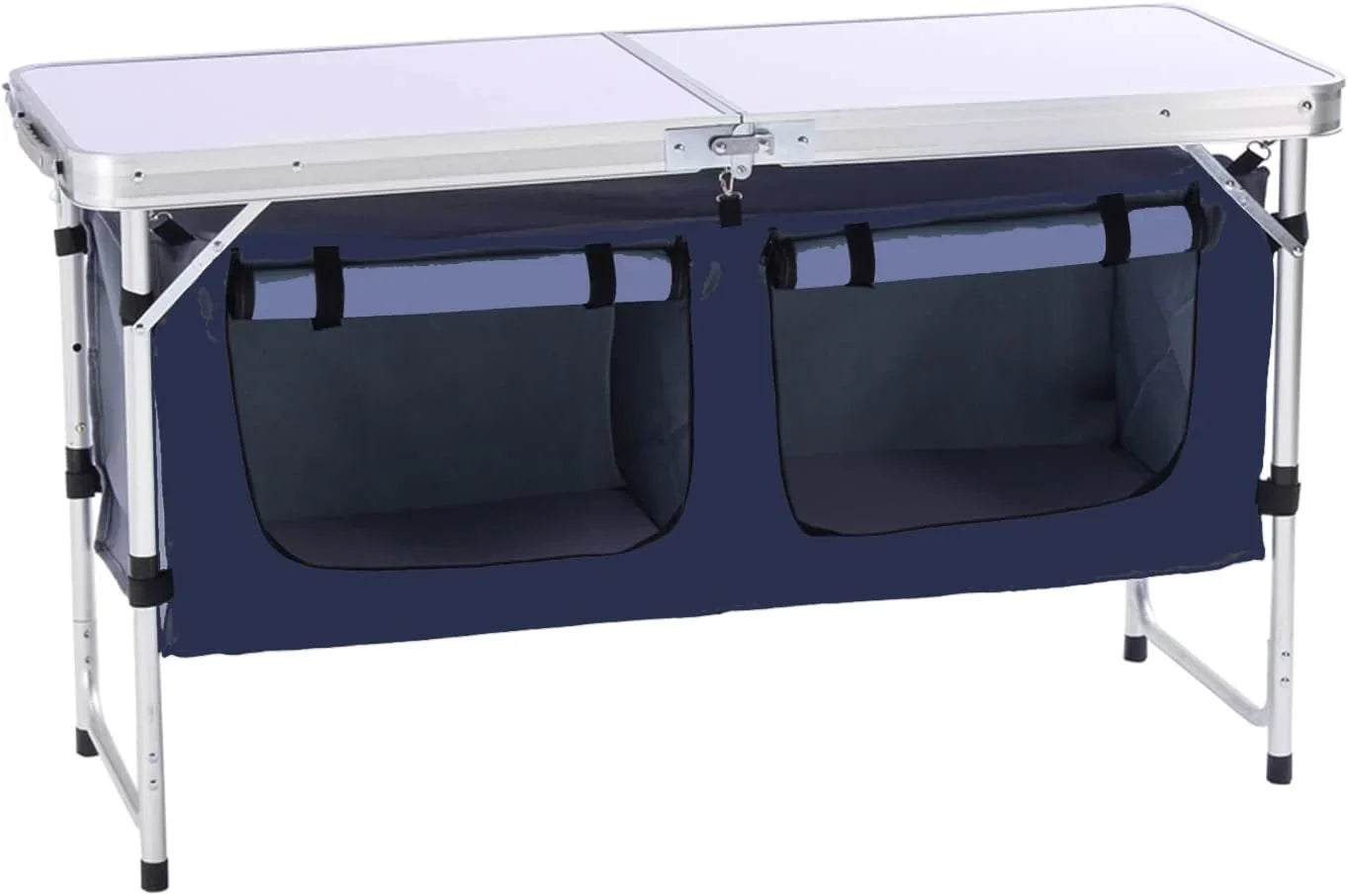 Table pliante d'extérieur en aluminium, légère, réglable en hauteur, avec rangement, pour barbecue, fête, camping